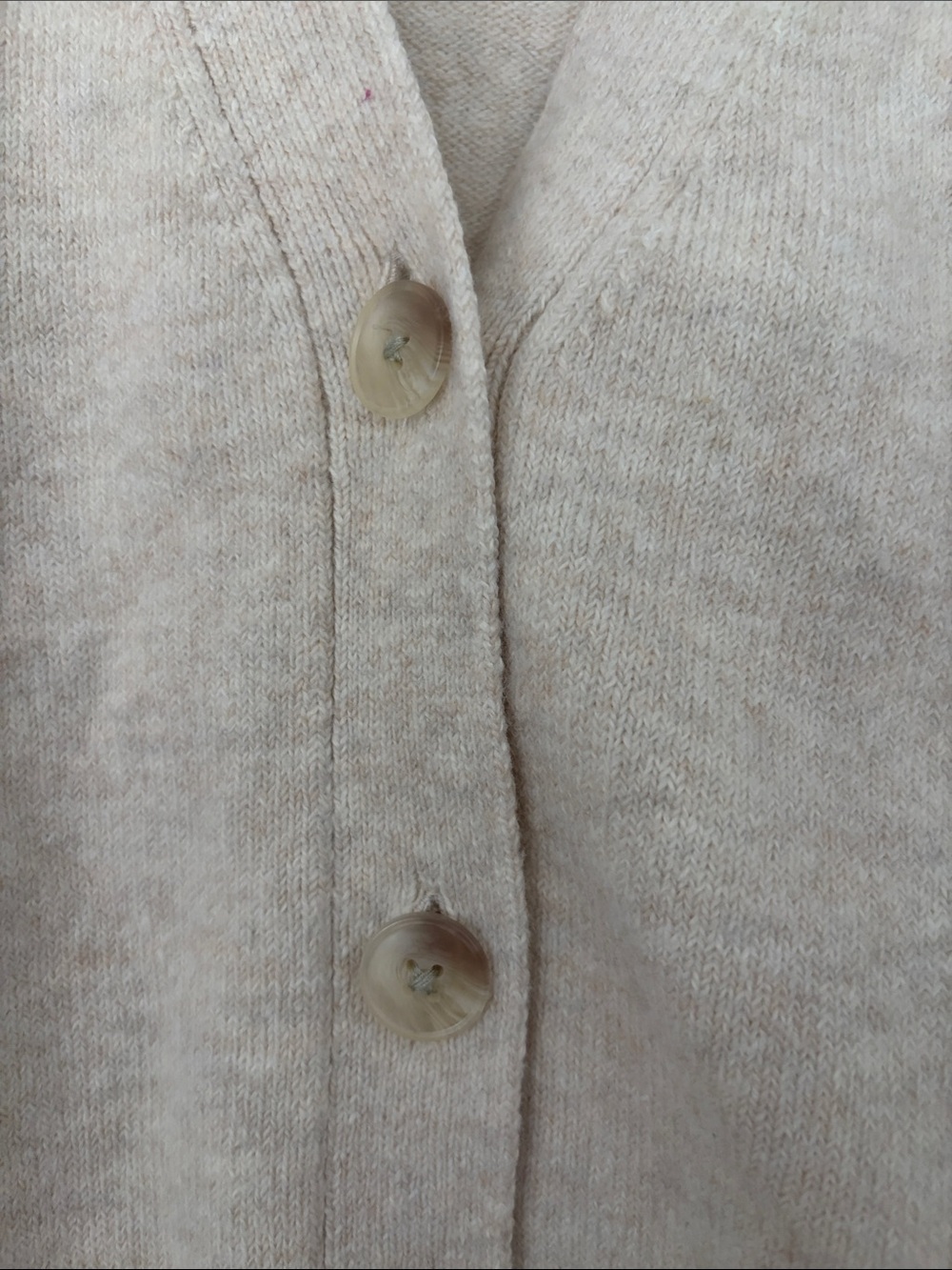 LOFT Oatmeal Button-Front V-Neck Cardigan Sweater - Picture 4 of 10